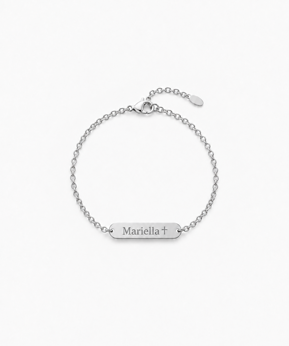 Aine Engravable Bracelet — Silver on white background