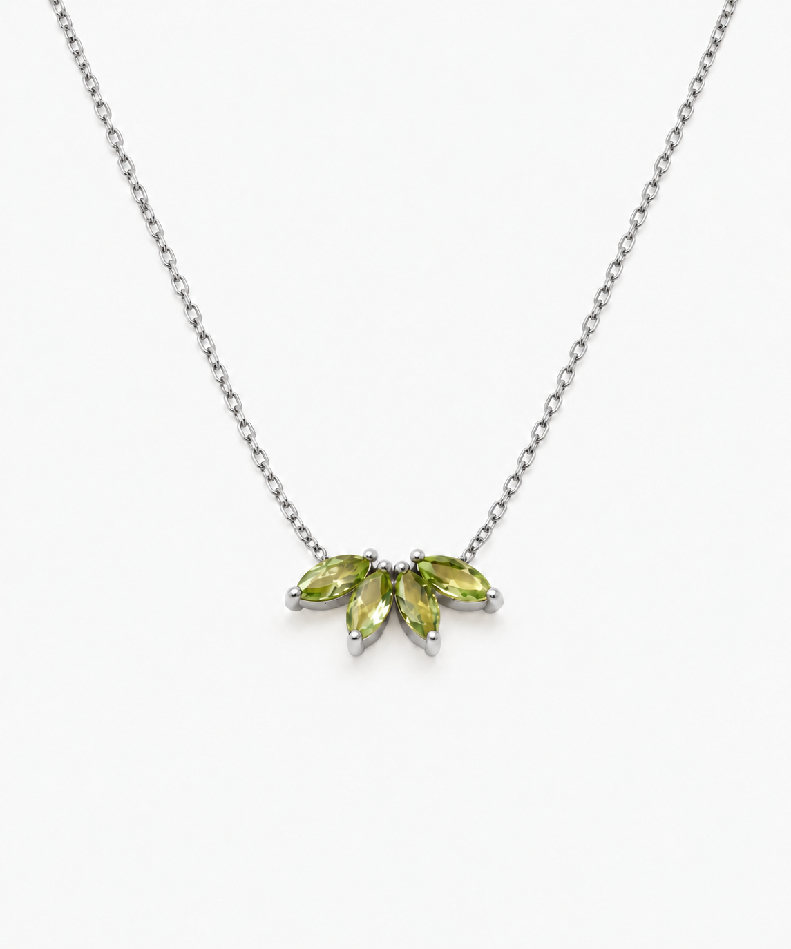 Naomi Birthstone Necklace — Silver on white background