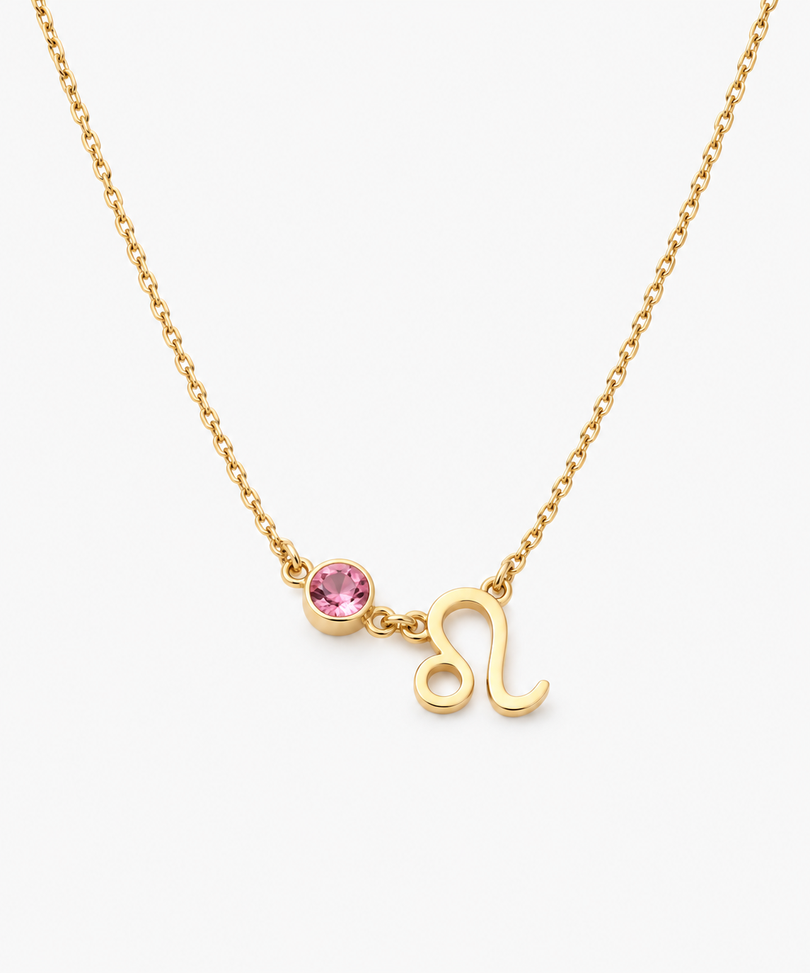 Astra Zodiac Birthstone Necklace — Yellow Gold on white background