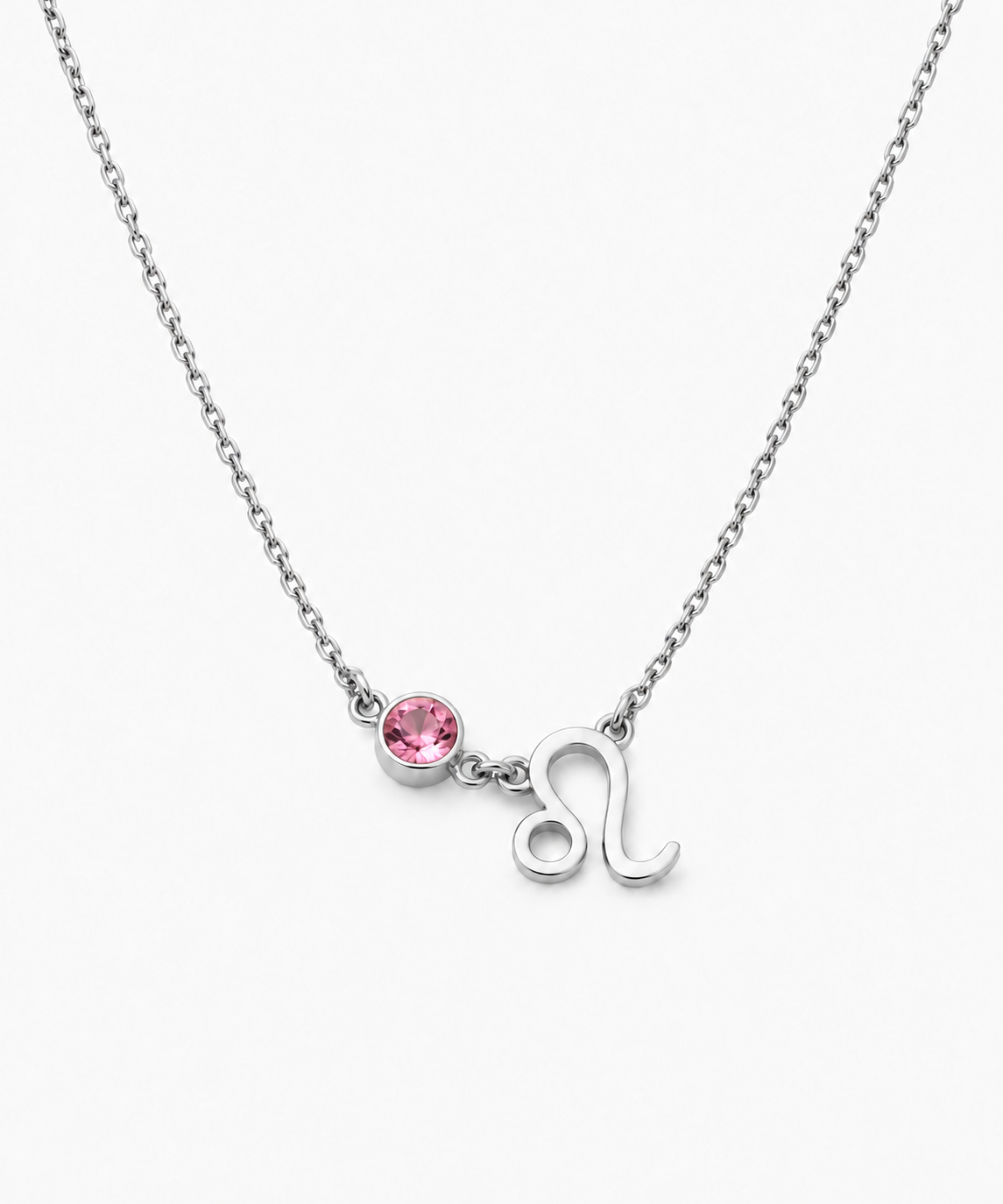 Astra Zodiac Birthstone Necklace — Silver on white background