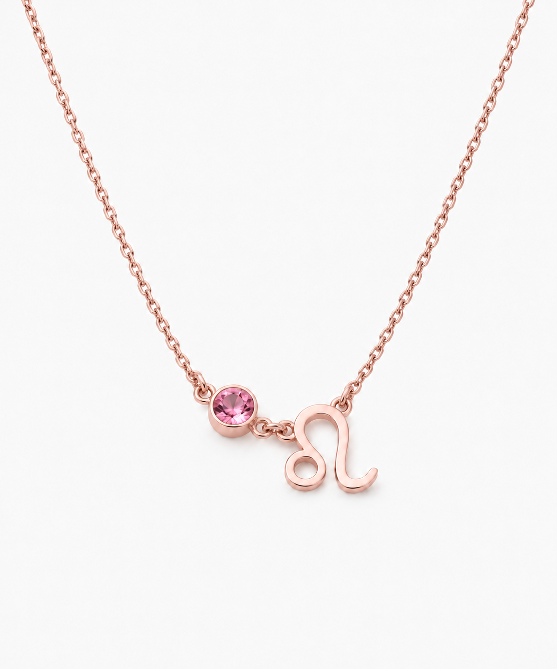 Astra Zodiac Birthstone Necklace — Rose Gold on white background