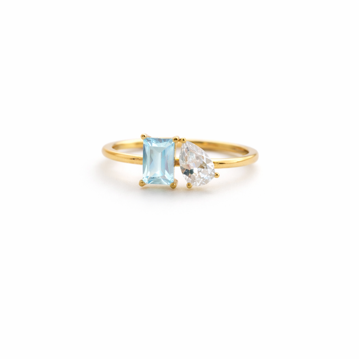 Esme Aquamarine Birthstone Ring in sterling silver, 14K gold and 18K gold by SURI
