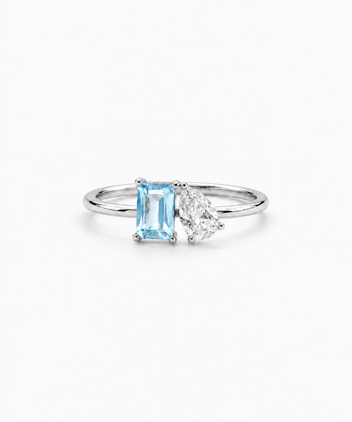 Esmé Aquamarine Birthstone Ring — silver on white/gray background