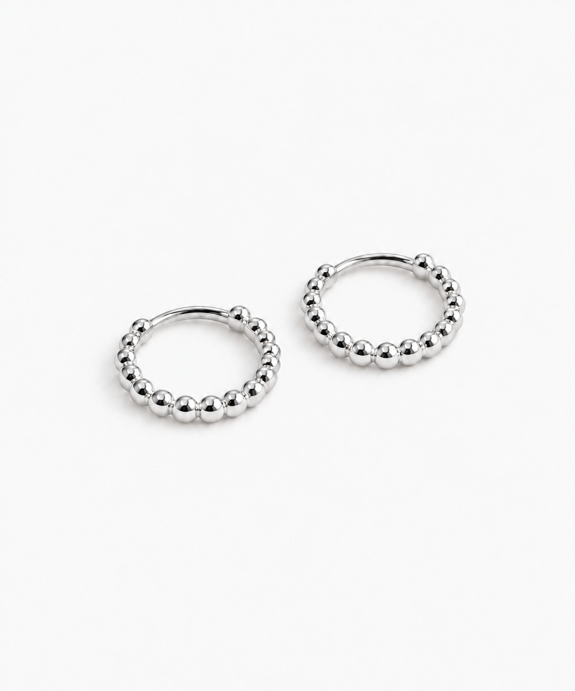 Póvoa Beaded Hoop Earring in silver on white background