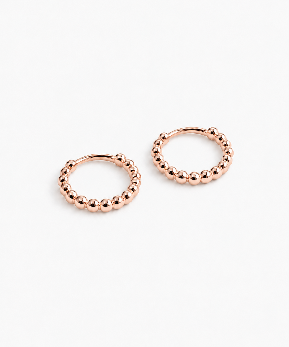 Póvoa Beaded Hoop Earring in rose gold on white background