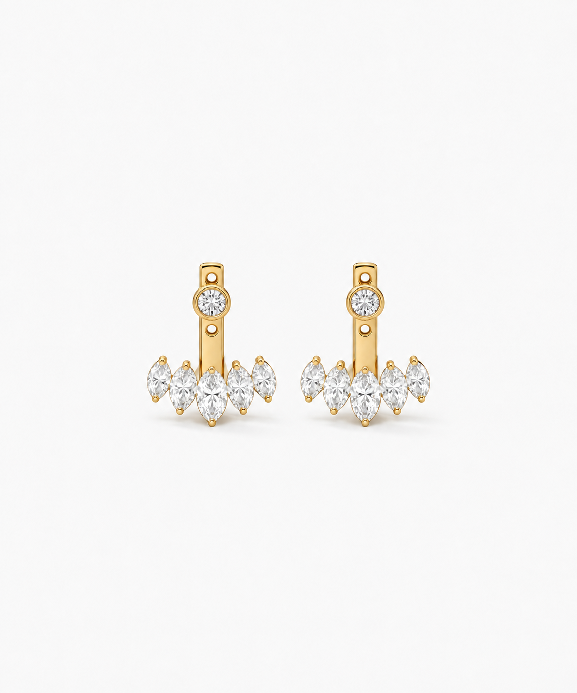 Mikasa Marquise Jacket Earrings — Yellow Gold on white background