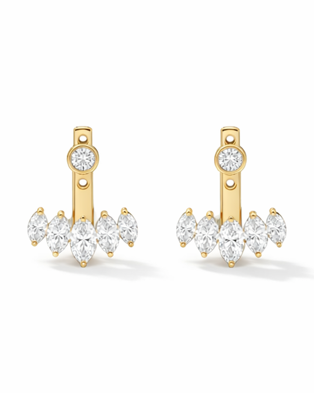 Mikasa Marquise Jacket Earrings in sterling silver, 14K gold and 18K gold by SURI