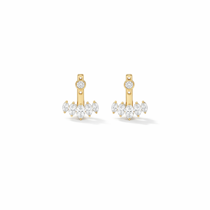 Mikasa Marquise Jacket Earrings in sterling silver, 14K gold and 18K gold by SURI