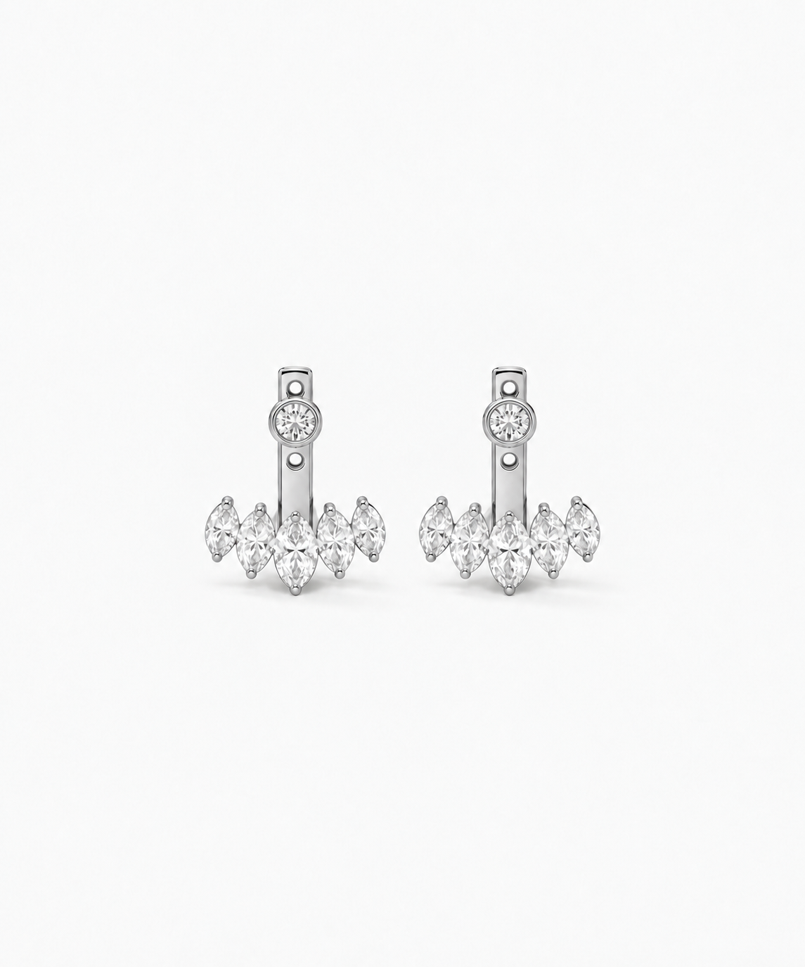 Mikasa Marquise Jacket Earrings — Silver on white background