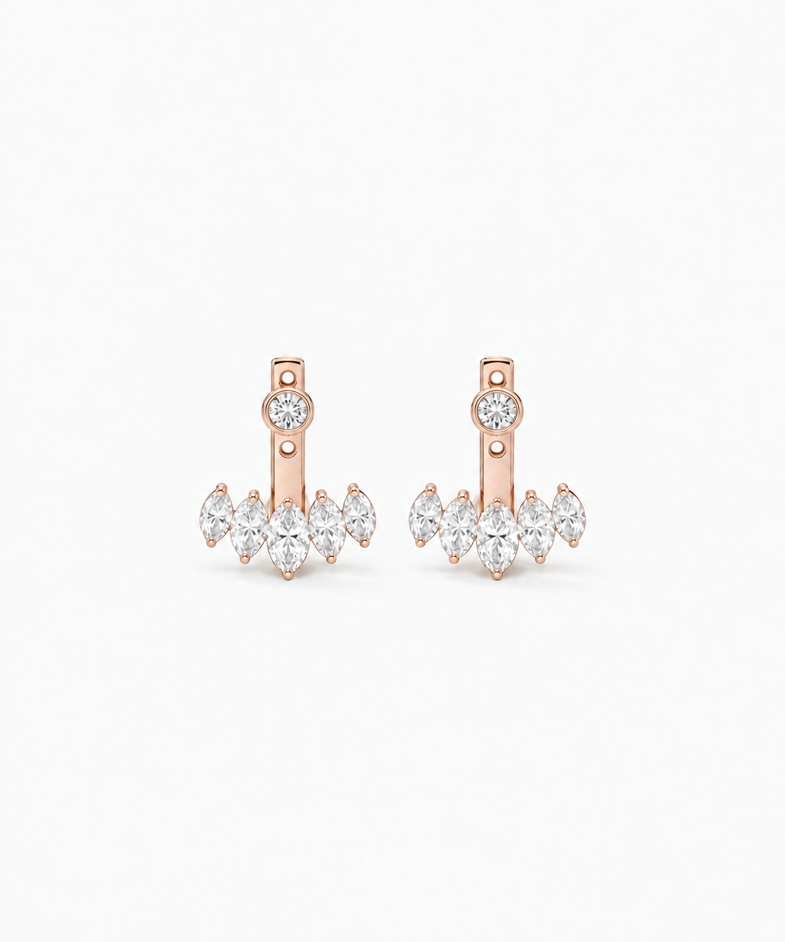 Mikasa Marquise Jacket Earrings — Rose Gold on white background