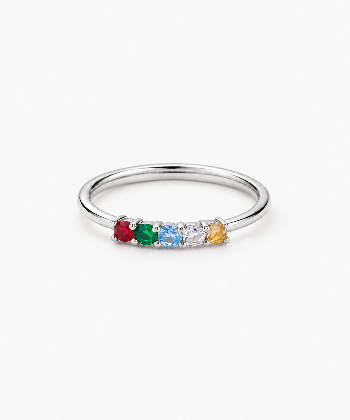 Kira Birthstone Ring in silver on white background