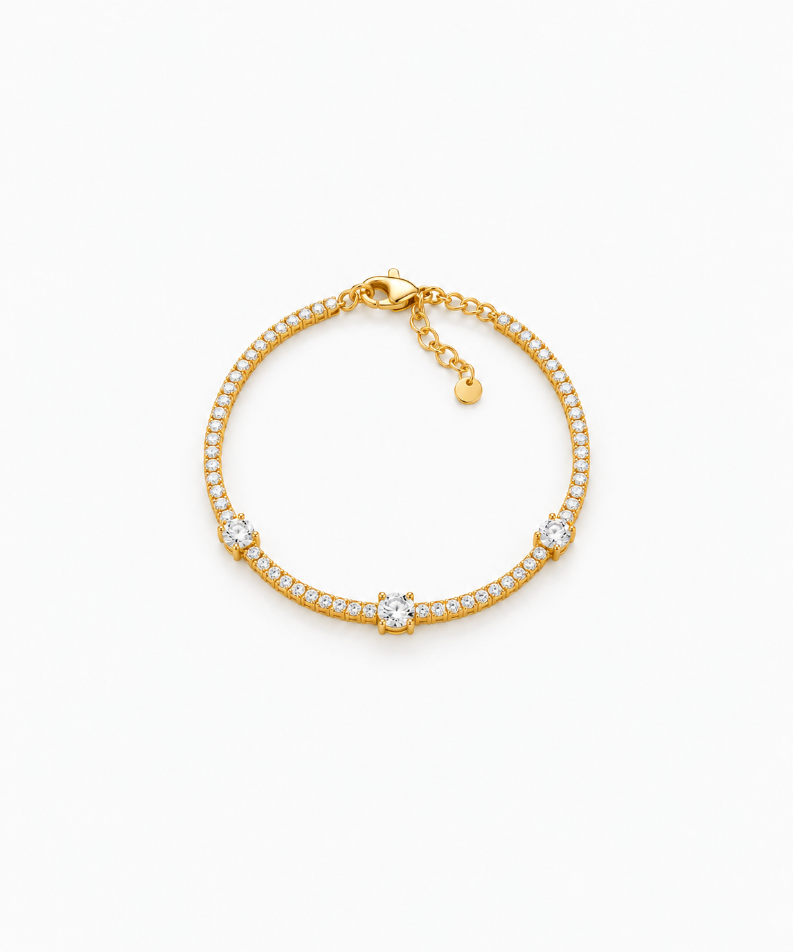 Vera Pavé Birthstone Bracelet — Yellow Gold on white background