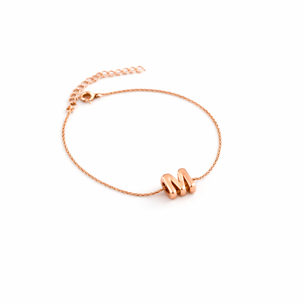 Sia Bubble Initial Bracelet on-model styling by SURI