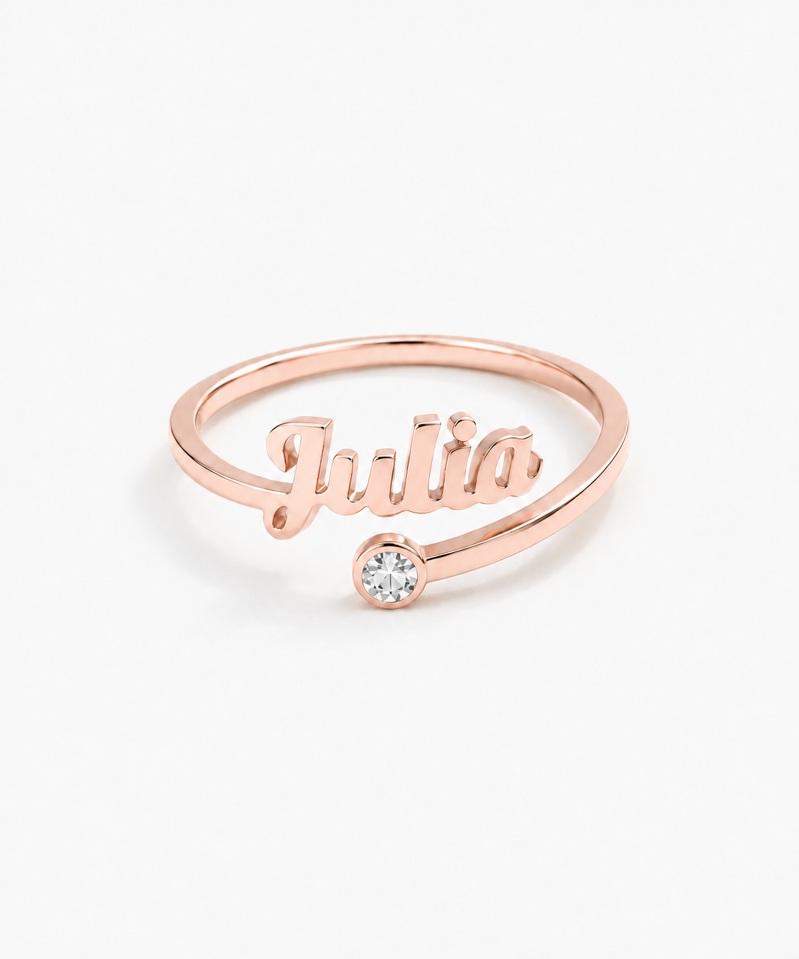 Gaia Engravable Birthstone Ring — Rose Gold on white background