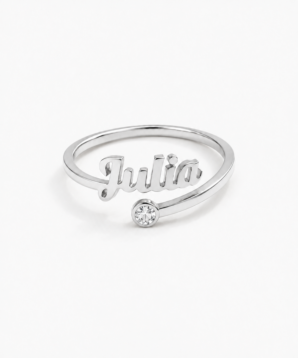Gaia Engravable Birthstone Ring — Silver on white background