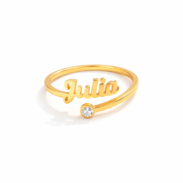 Gaia Engravable Birthstone Ring