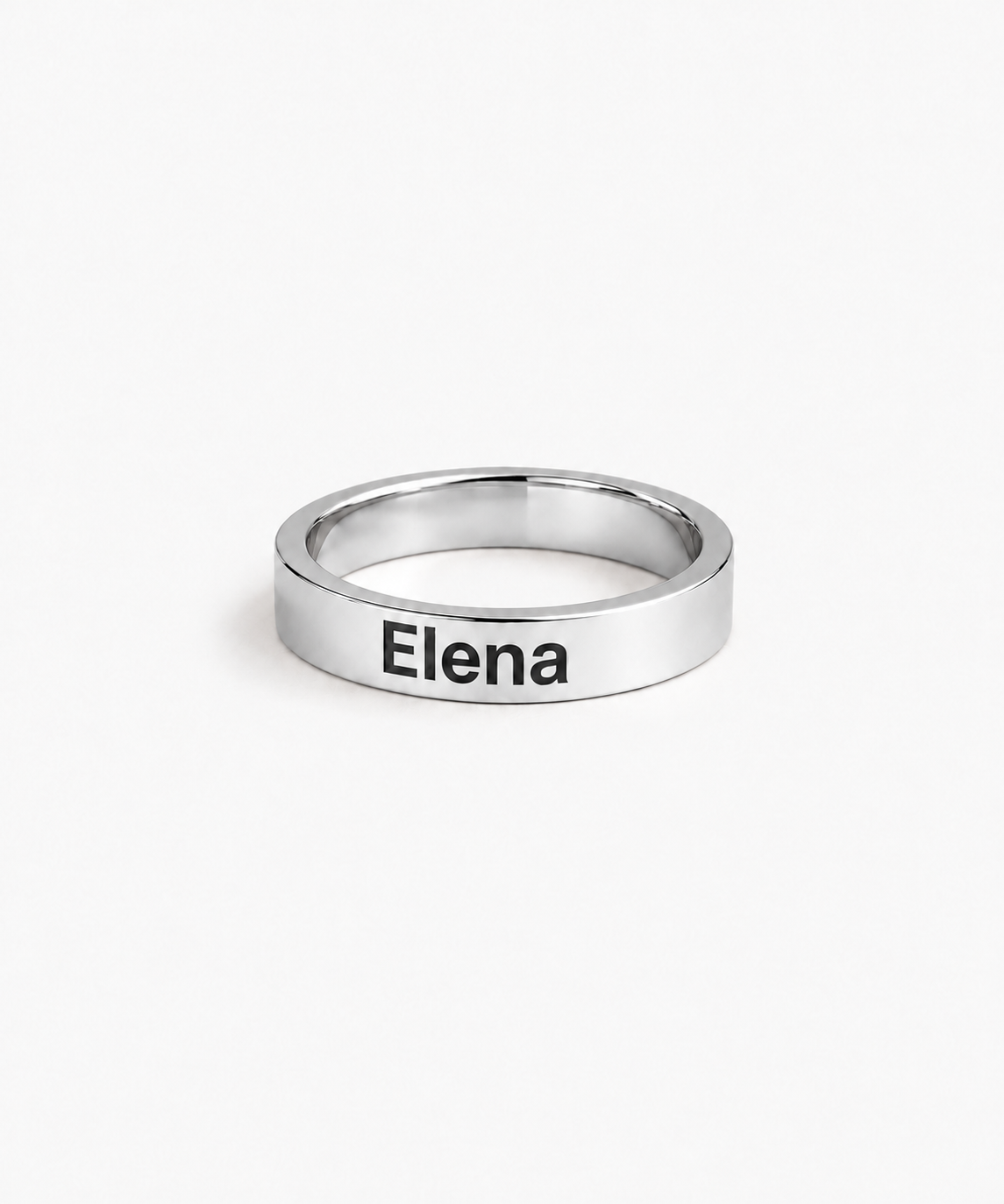 Nere Engravable Ring — Silver on white background