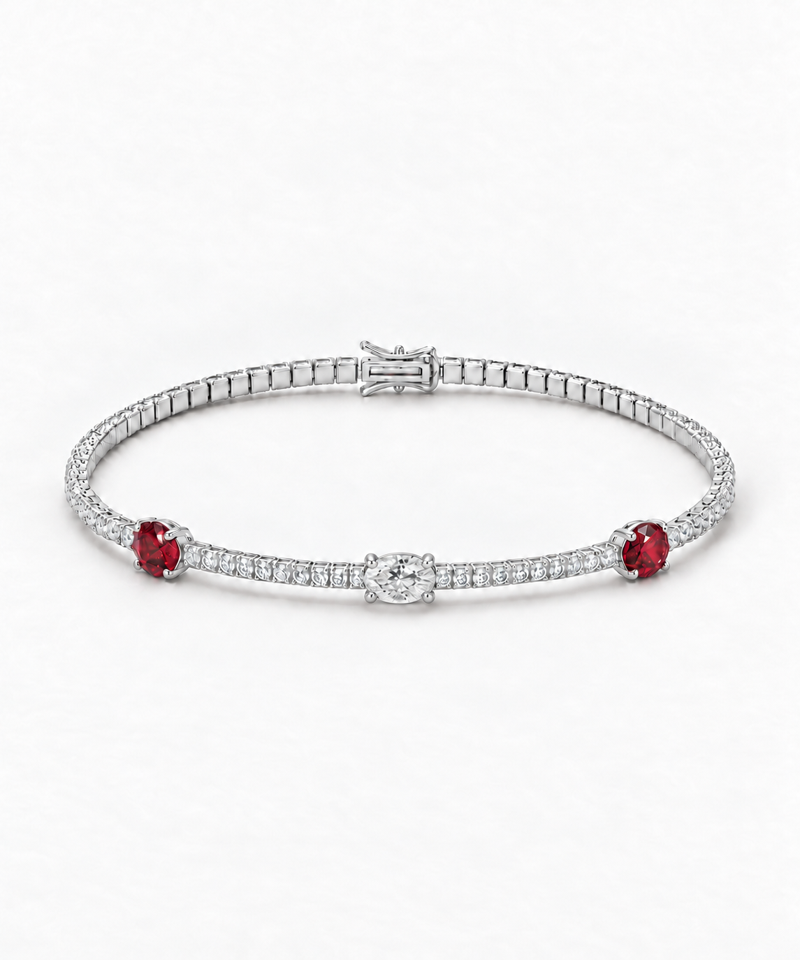 Vera Pavé Birthstone Bracelet — silver on white background