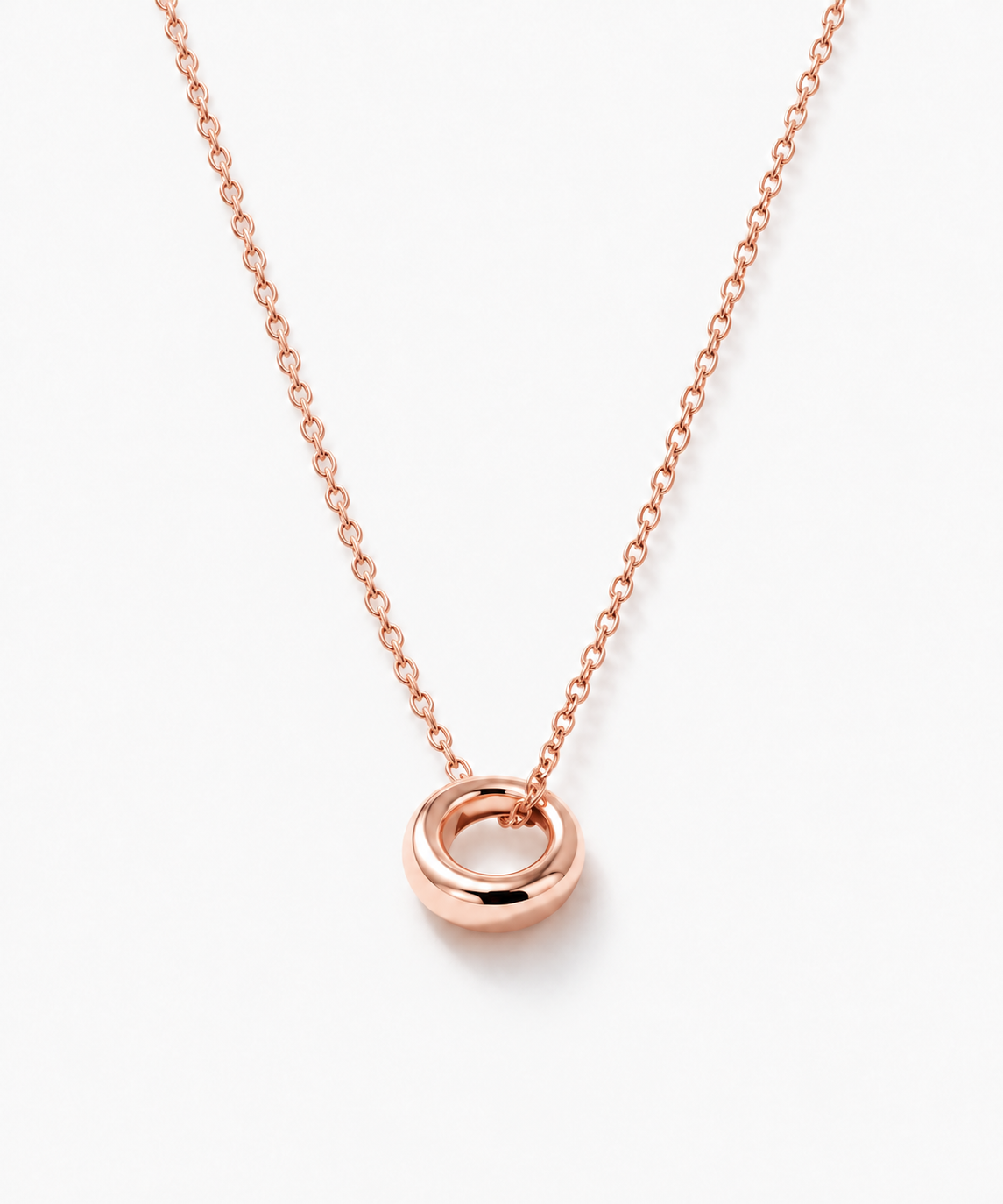 Mira Rondelle Necklace — Rose Gold on white background