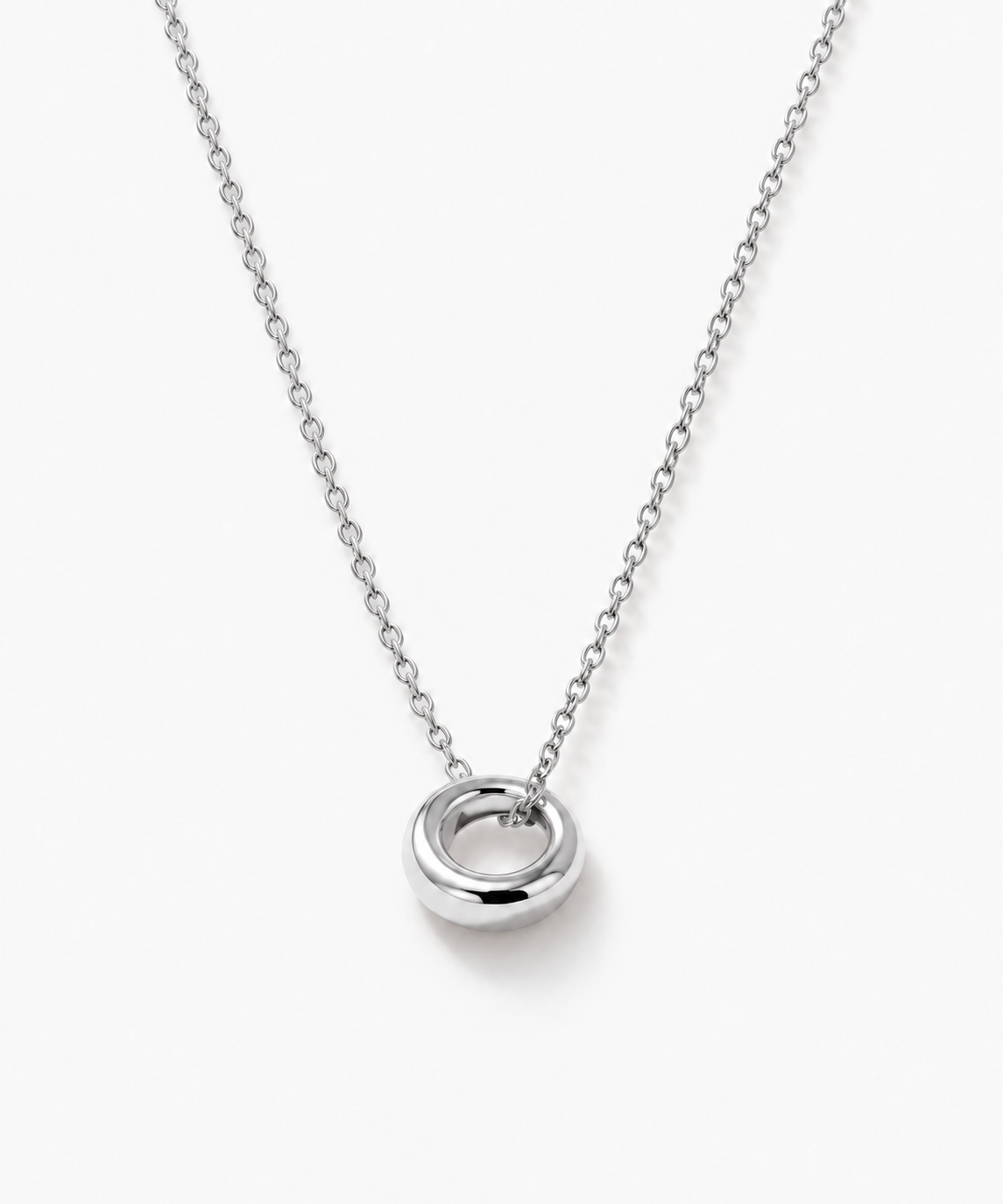 Mira Rondelle Necklace — Silver on white background