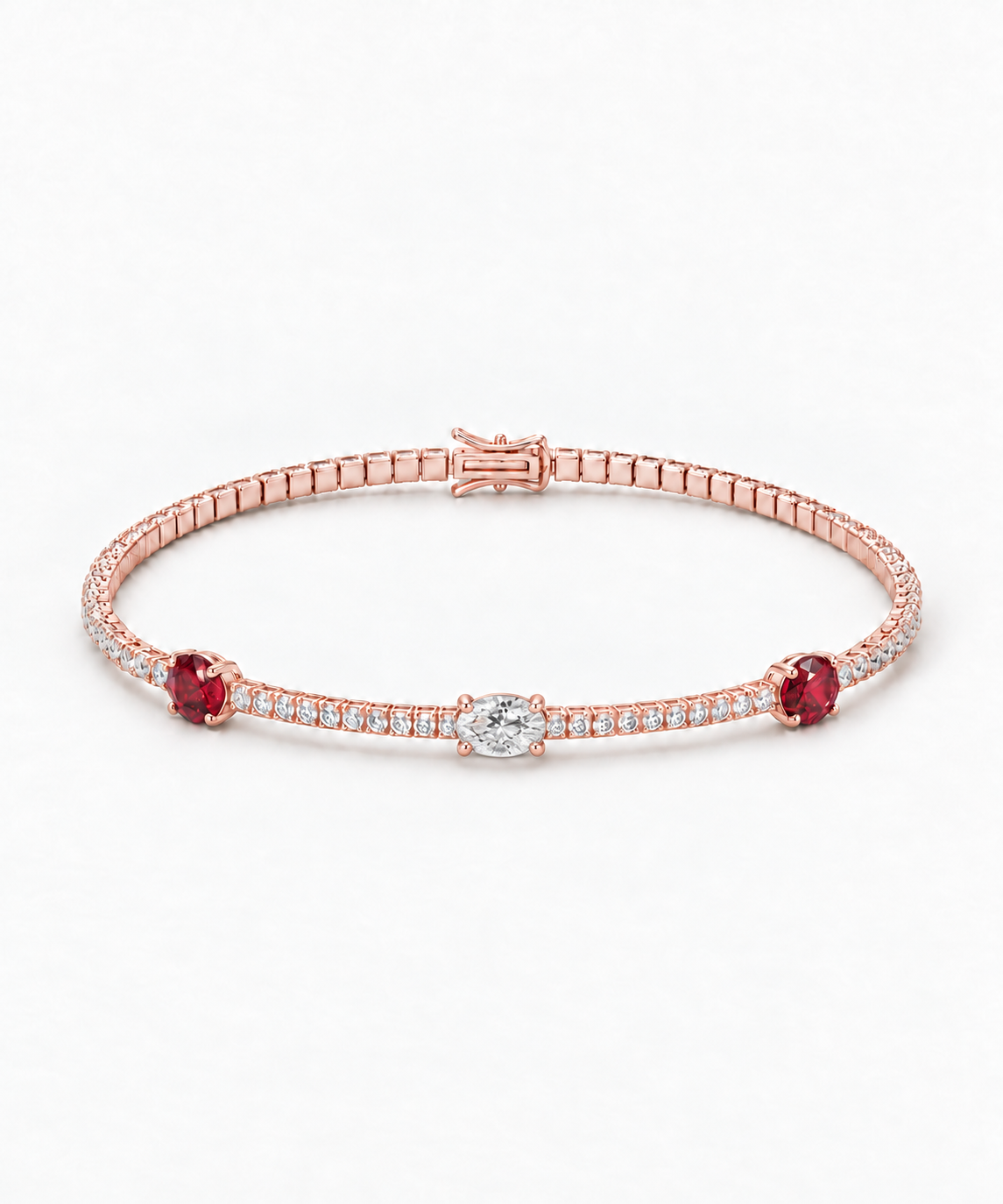 Vera Pavé Birthstone Bracelet — rose gold on white background