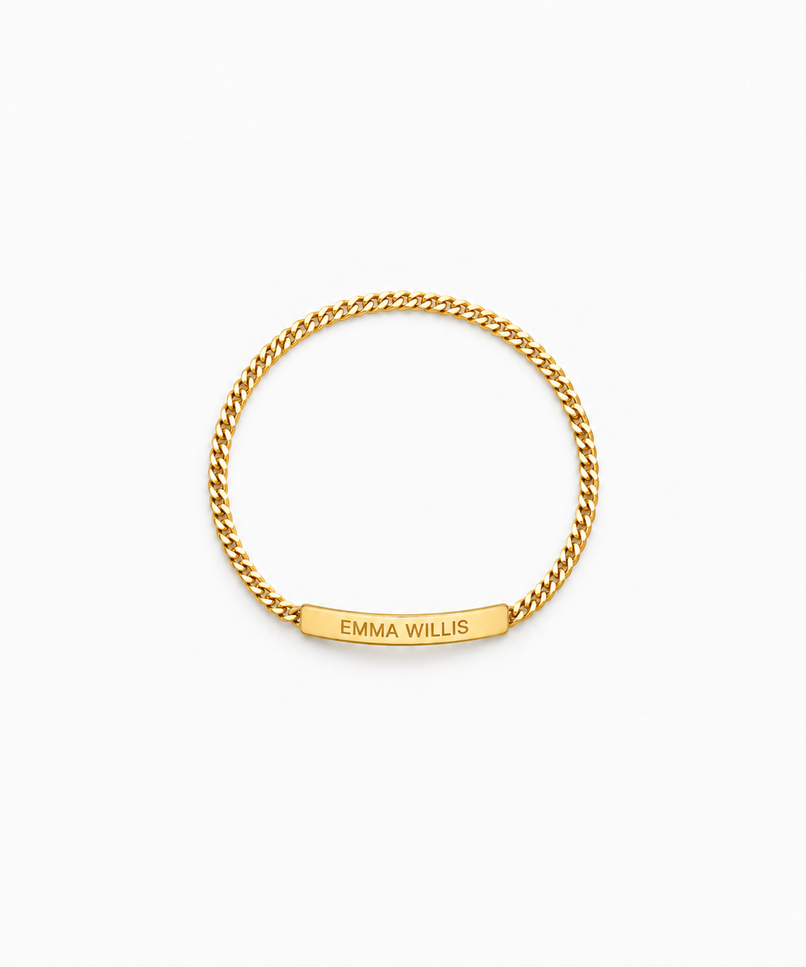 Lucine Engravable Bar Bracelet — Yellow Gold on white background