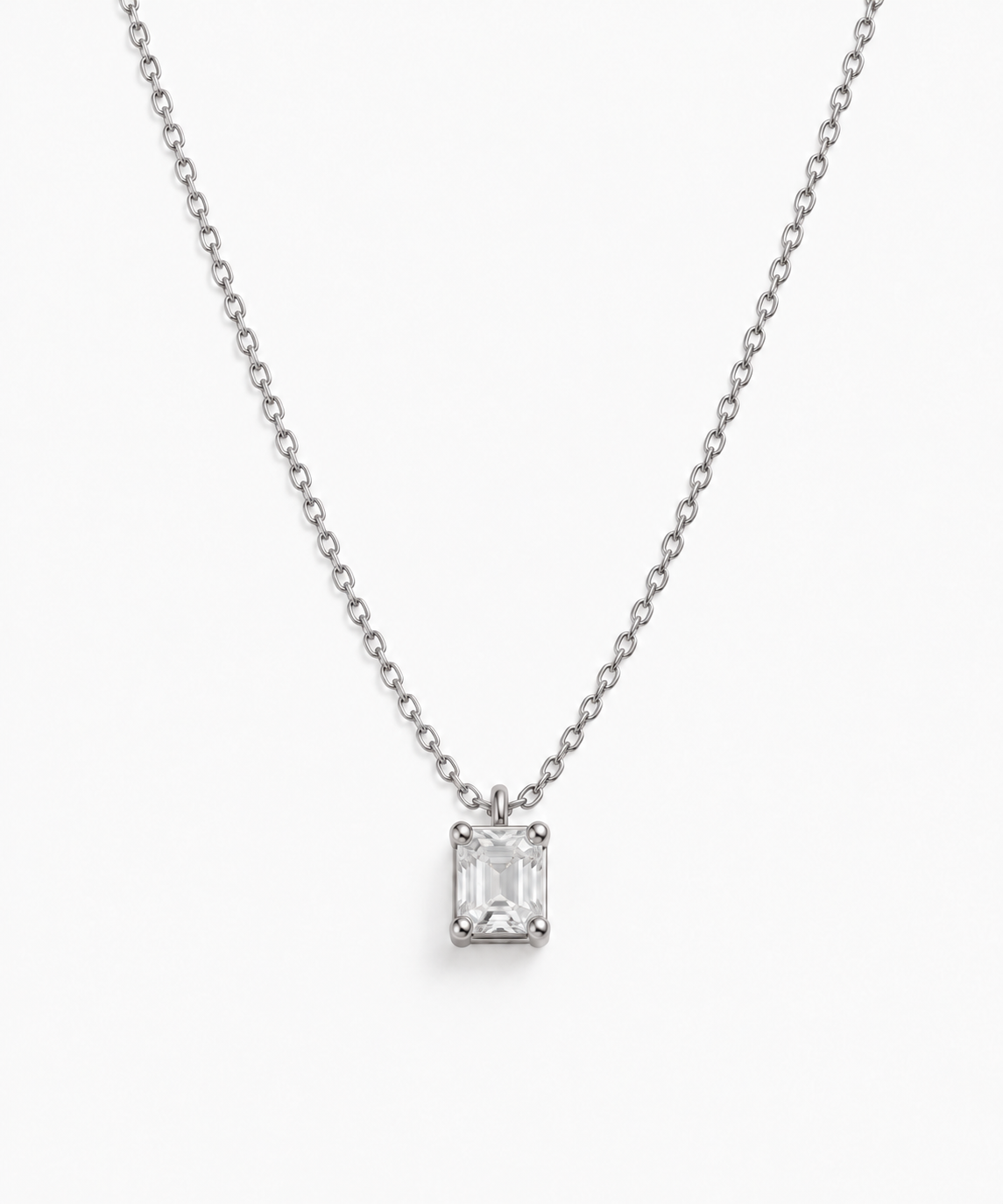 Iris Diamond Necklace — Silver on white background