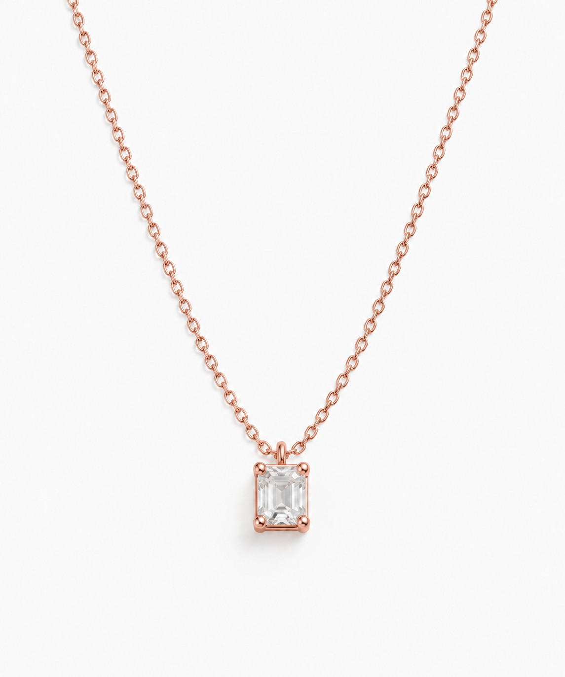 Iris Diamond Necklace — Rose Gold on white background