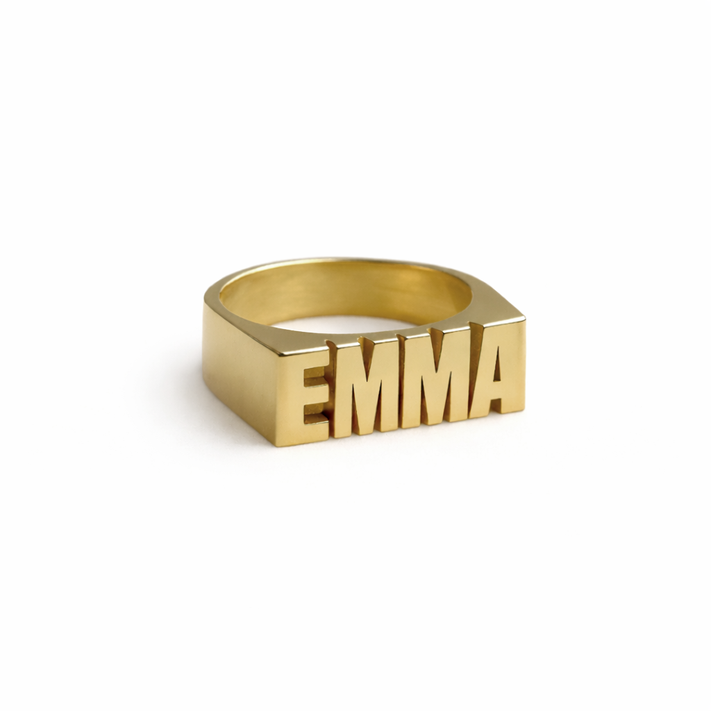 Bague avec nom de bloc, bague personnalisable avec nom 