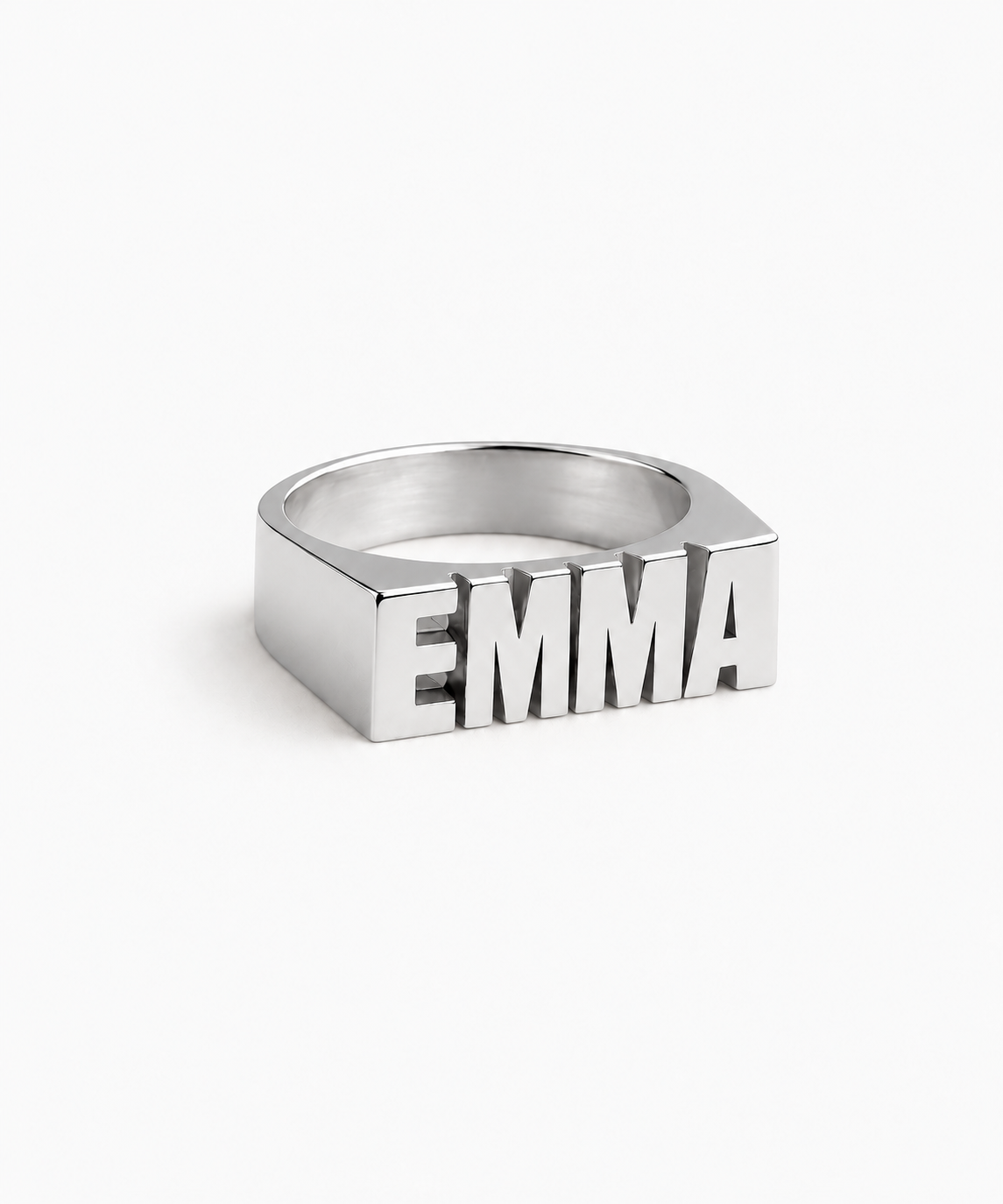 Ethos Engravable Ring — Silver on white background