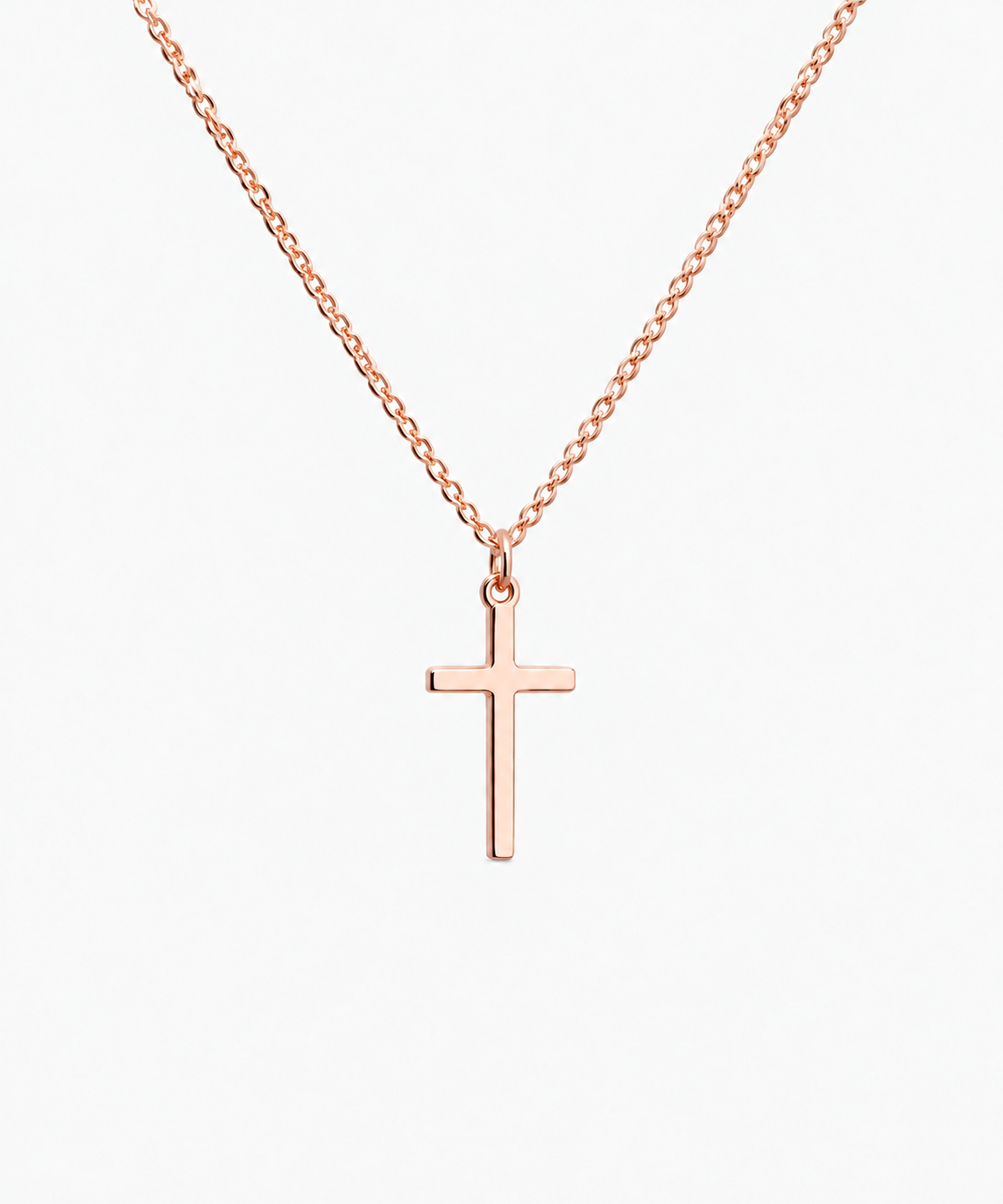 Céleste Cross Necklace — Rose Gold on white background