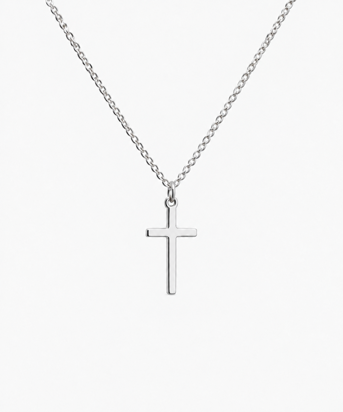 Céleste Cross Necklace — Silver on white background