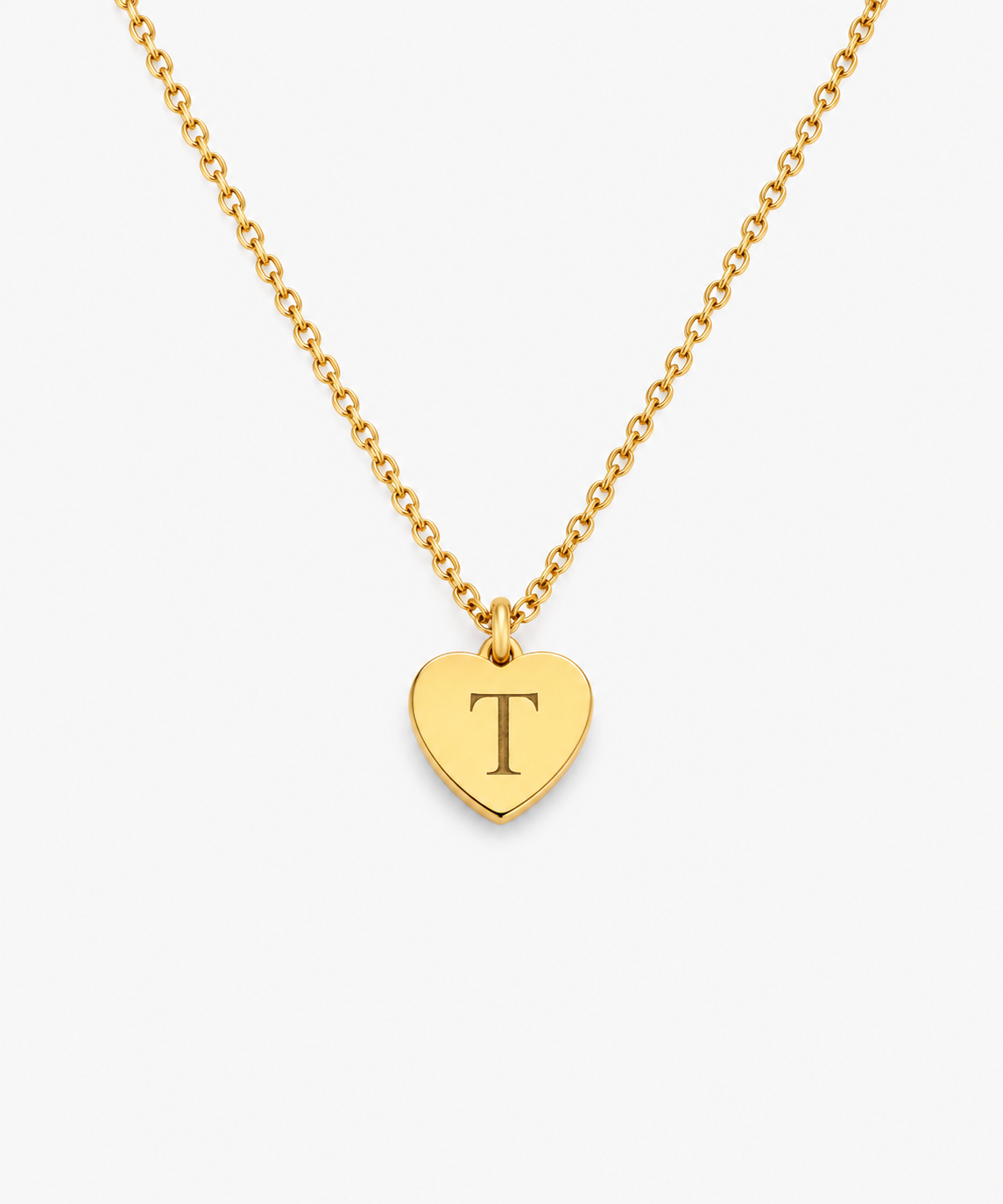 Tsuki Engravable Initial Necklace — Yellow Gold on white background