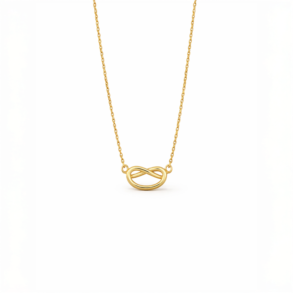 Sarang Knot Necklace in sterling silver, 14K gold and 18K gold by SURI