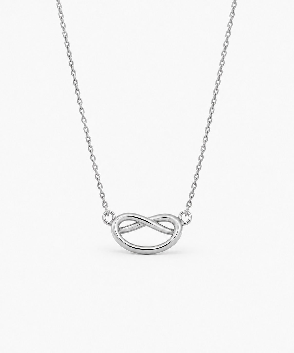 Sarang Knot Necklace in silver on white background