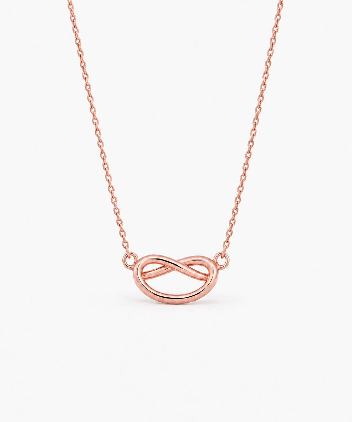 Sarang Knot Necklace in rose gold on white background