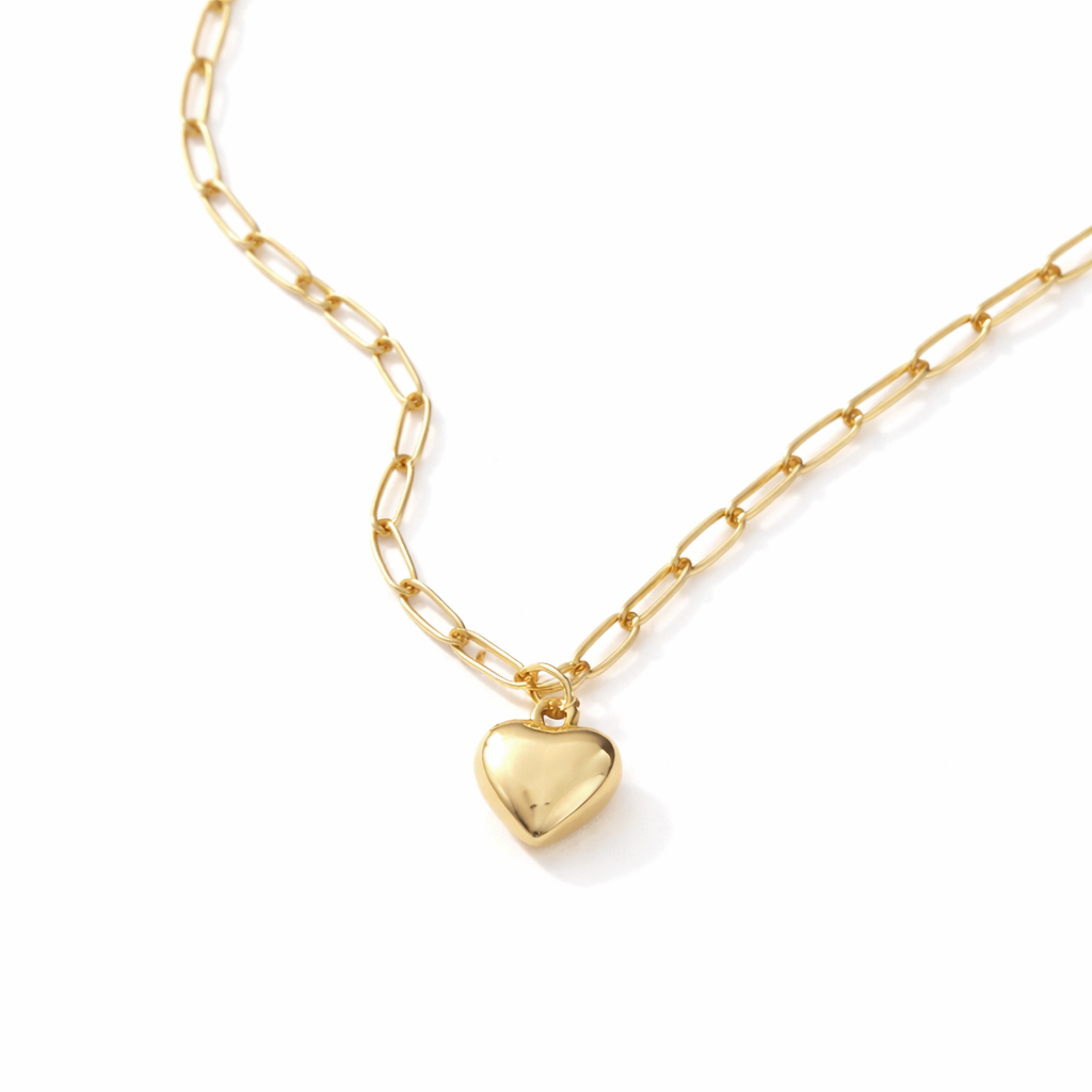 Yumi Paperclip Heart Necklace in sterling silver, 14K gold and 18K gold by SURI