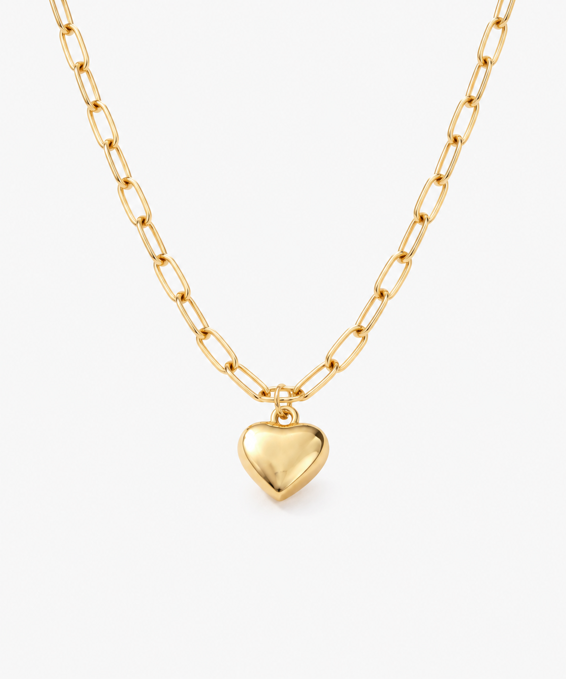 Yumi Paperclip Heart Necklace — Yellow Gold on white background