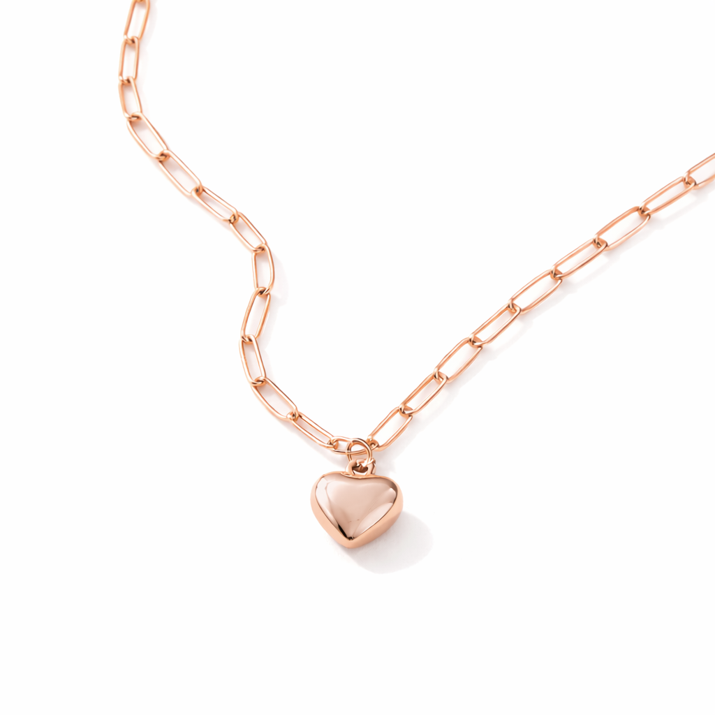 Yumi Paperclip Heart Necklace on-model styling by SURI