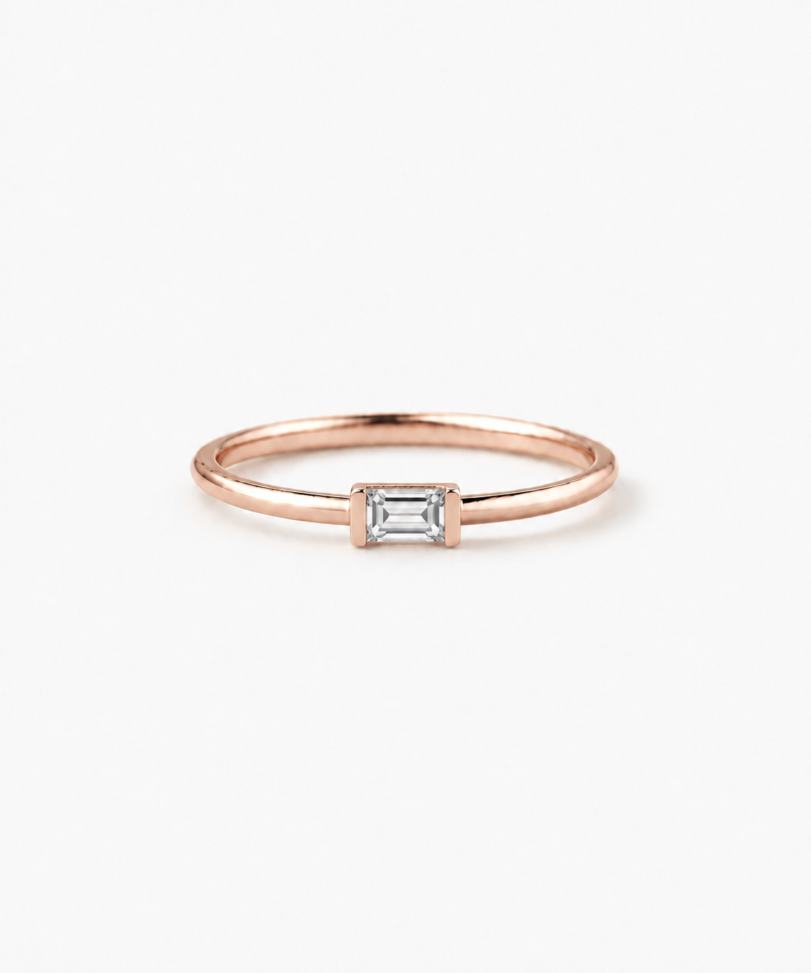Idé Baguette Birthstone Ring — rose gold on white/gray background
