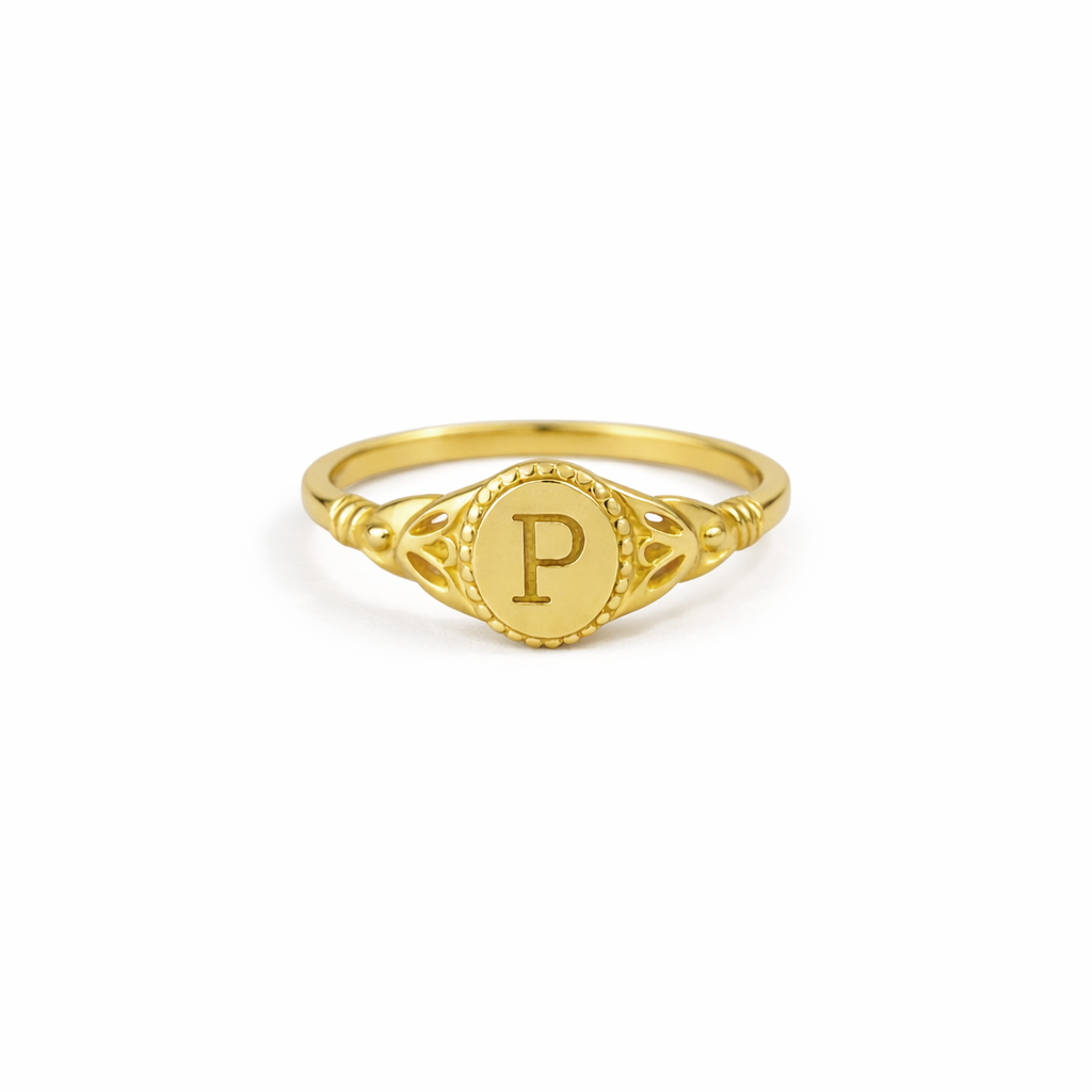 Audrey Initial Signet Ring