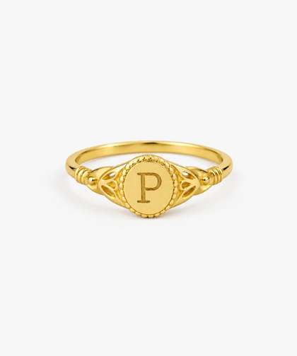Audrey Initial Signet Ring