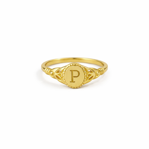 Audrey Initial Signet Ring