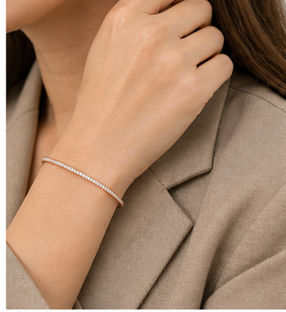 Lina Thin Pave Bangle model rose gold by SURI