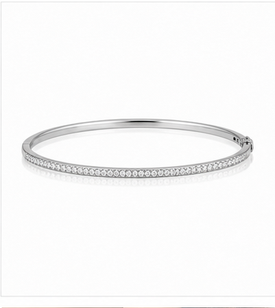 Lina Thin Pave Bangle product silver by SURI