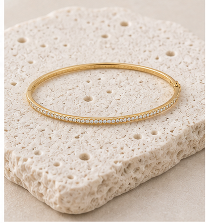 Lina Thin Pave Bangle rock gold by SURI