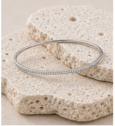 Lina Thin Pave Bangle rock silver by SURI