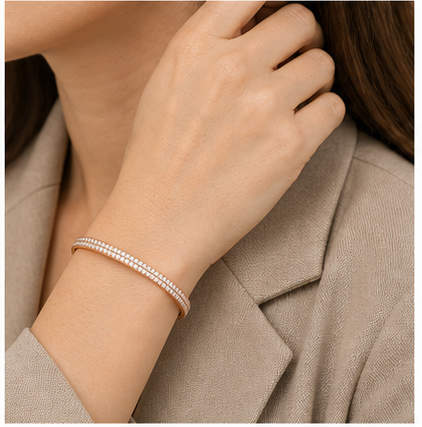 Dalia Double Pave Bangle model rose gold by SURI