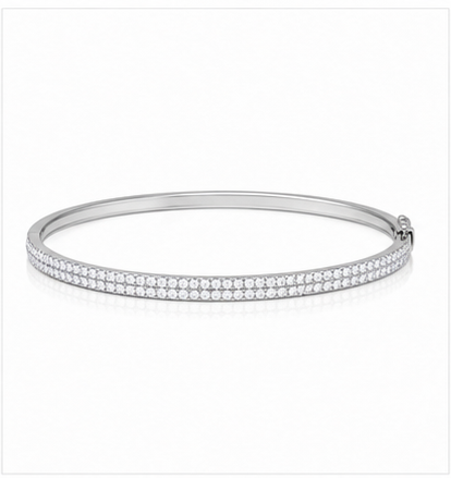 Dalia Double Pave Bangle product silver by SURI