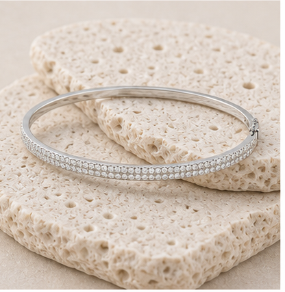Dalia Double Pave Bangle rock silver by SURI